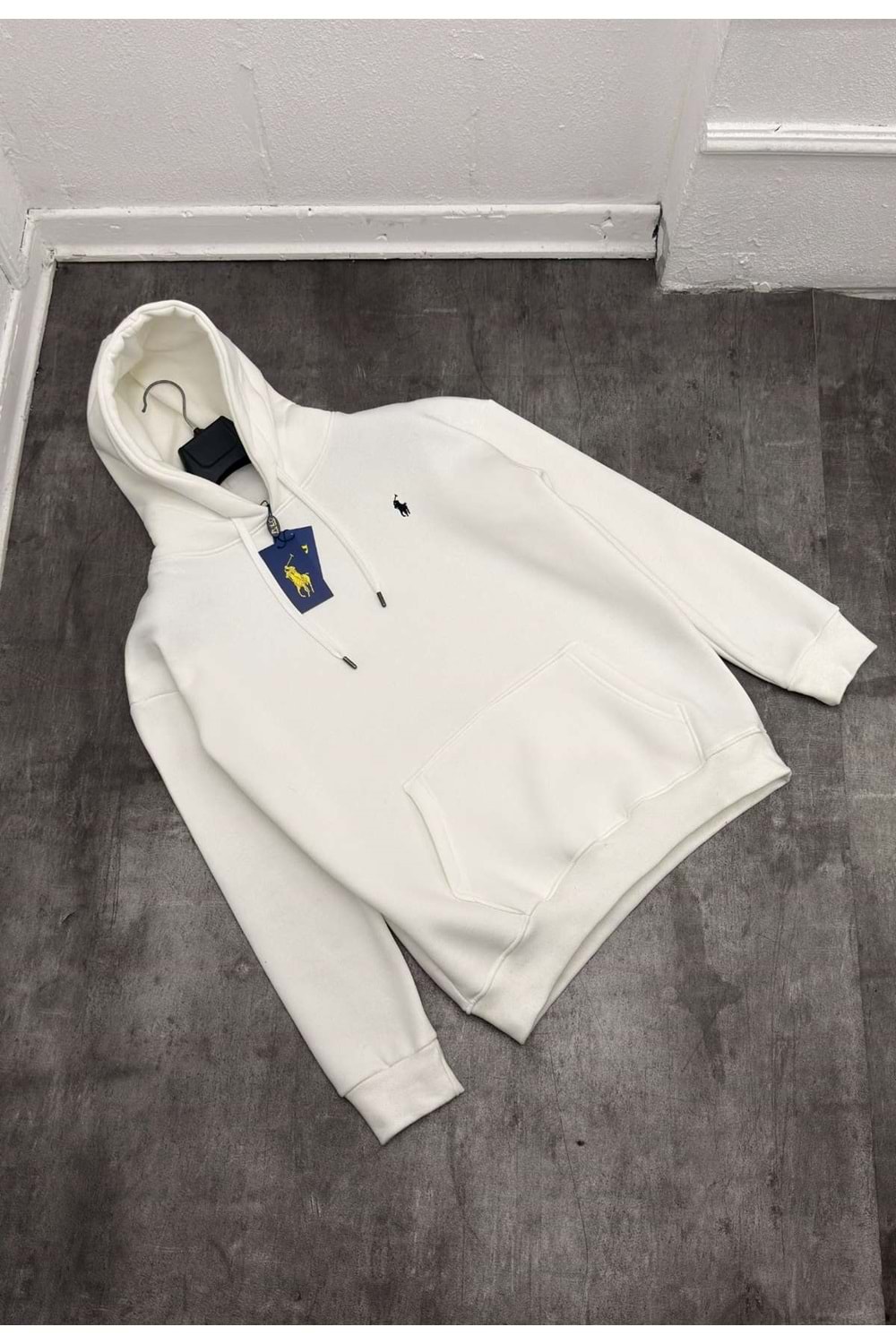 1001 POLO KAPÜŞONLU SWEAT - BEYAZ - S