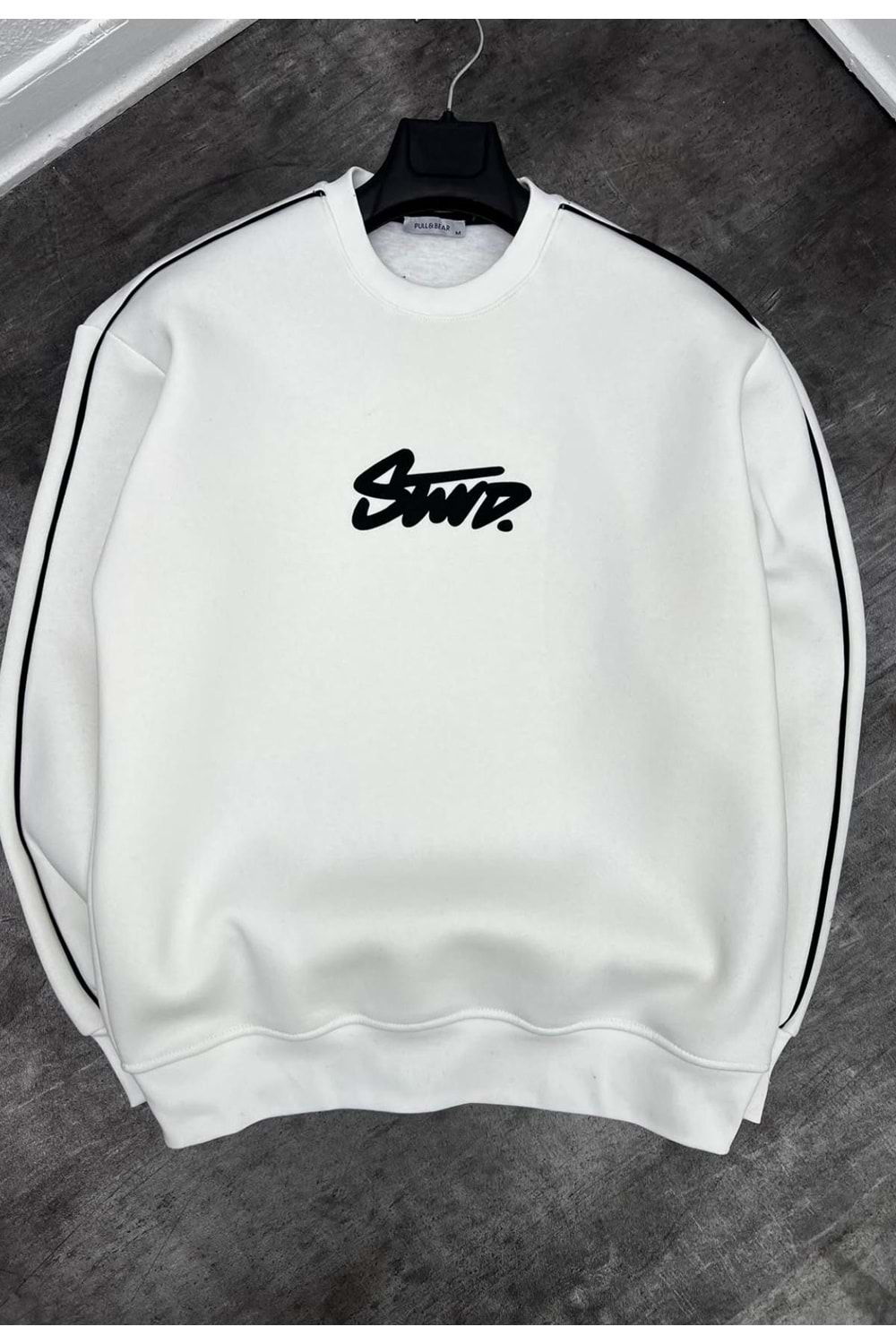 1002 STWD BİSİKLET YAKA SWEAT - BEYAZ