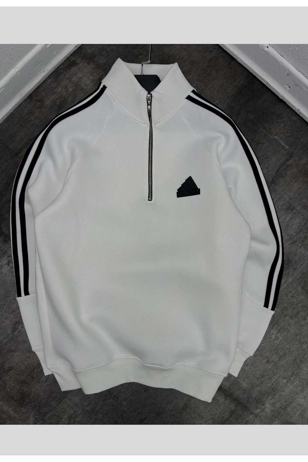 1003 ADIDAS FERMUAR YAKA SWEAT - BEYAZ - S