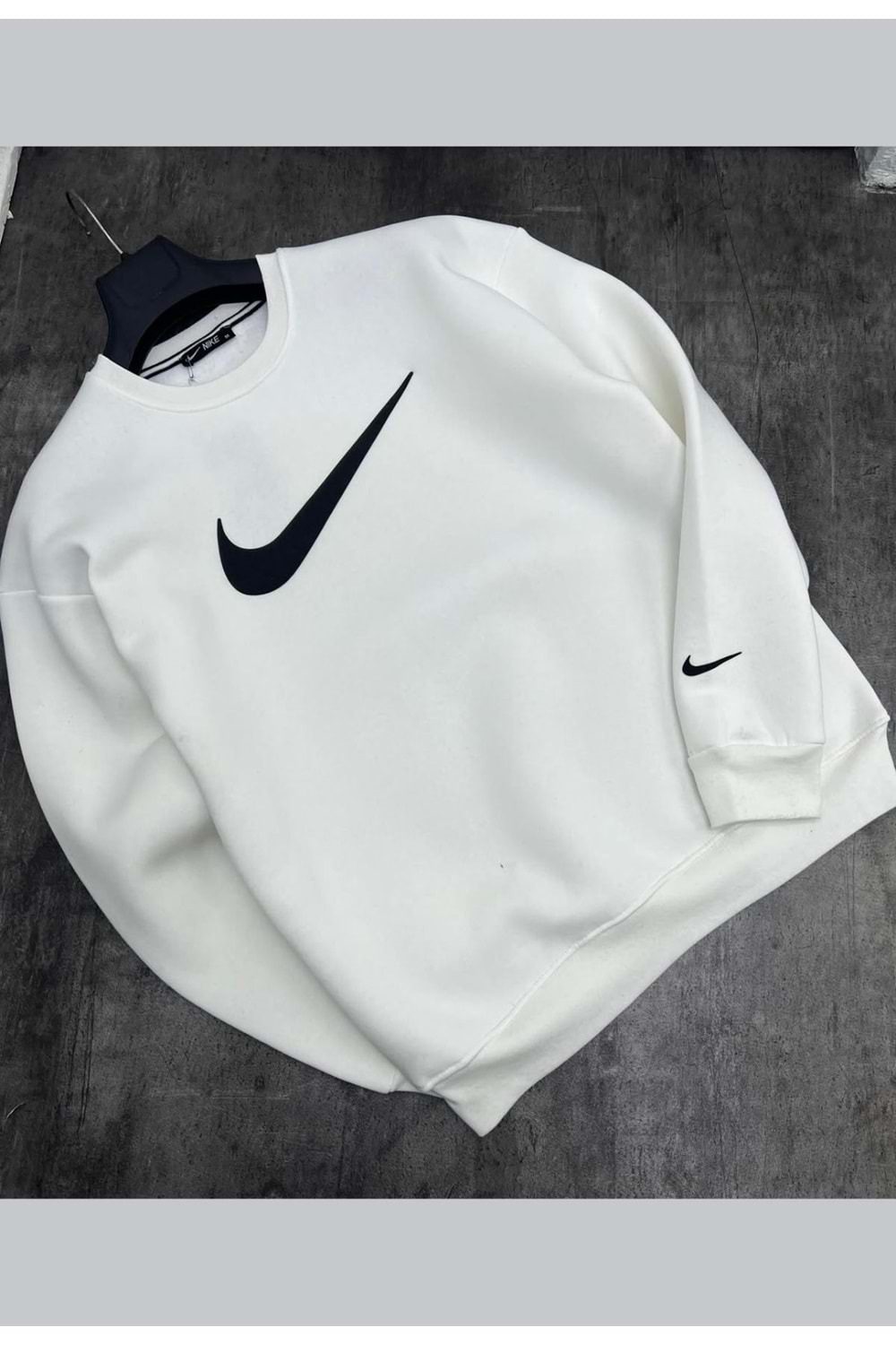 1004 NIKE BİSİKLET YAKA SWEAT - BEYAZ