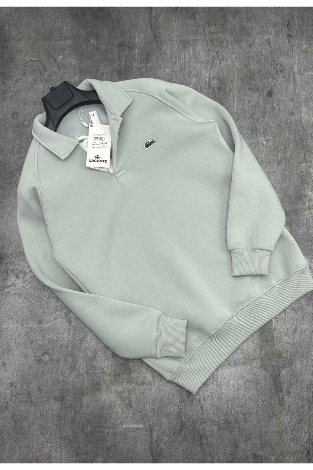 1004 LACOSTE POLO YAKA SWEAT - AÇIK GRİ
