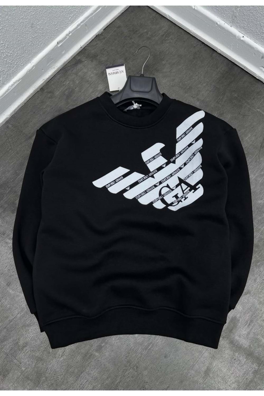 1003 ARMANI BİSİKLET YAKA SWEAT - SİYAH