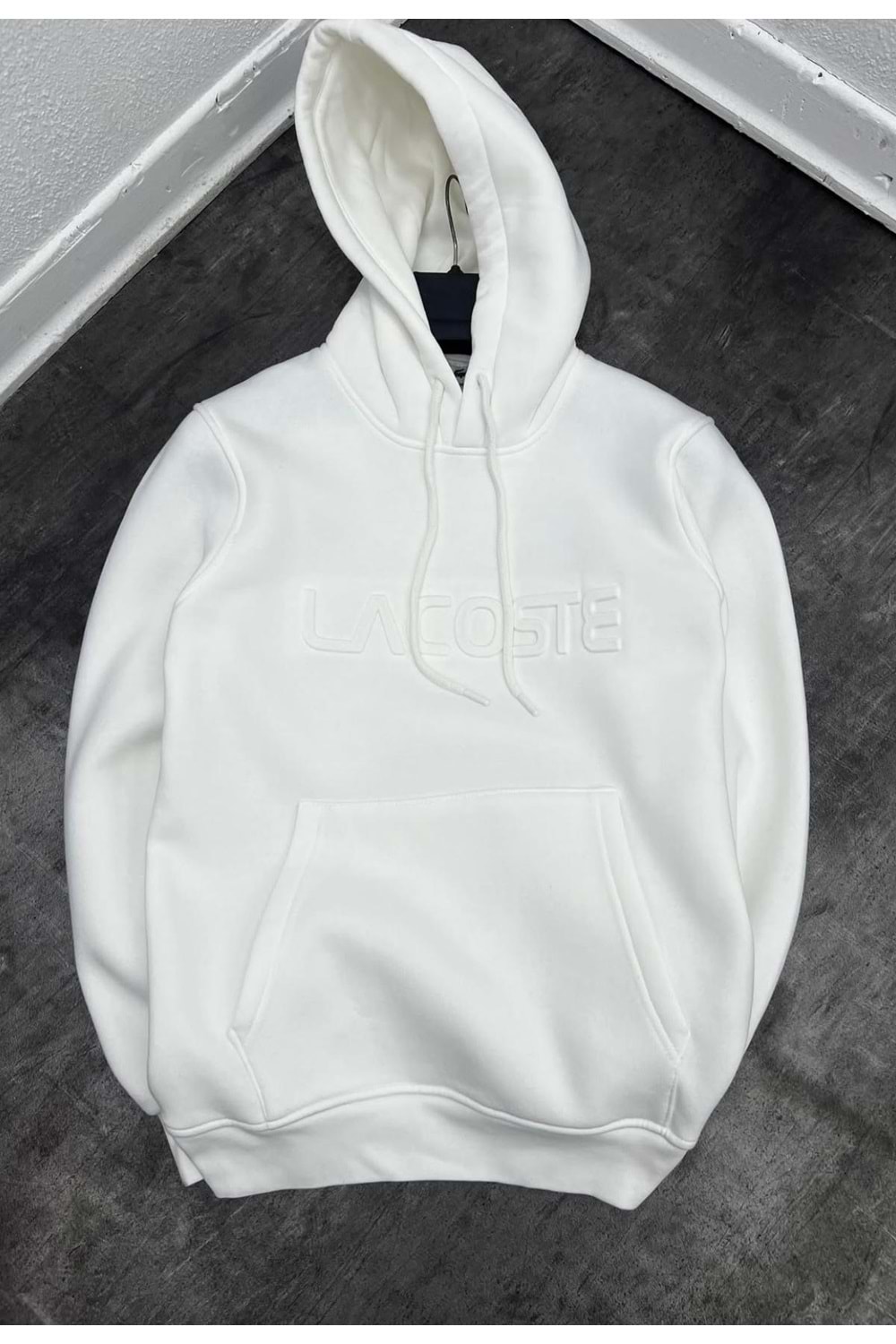 1005 LACOSTE KAPÜŞONLU SWEAT - BEYAZ