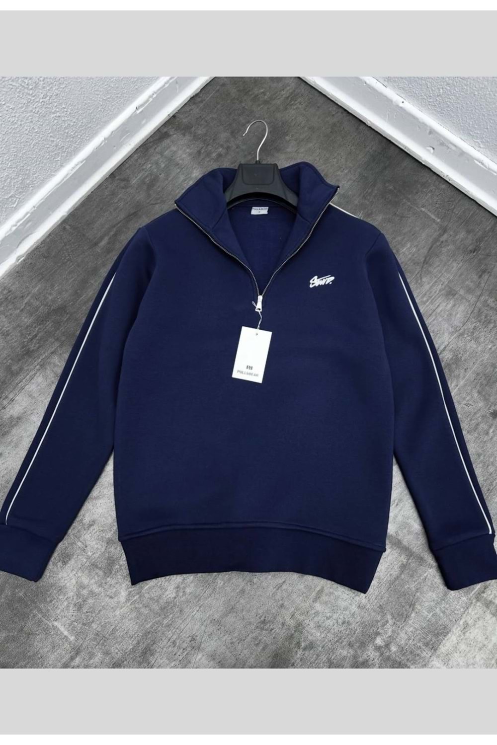 1011 STWD YAKA FERMUAR SWEAT - LACİVERT - S