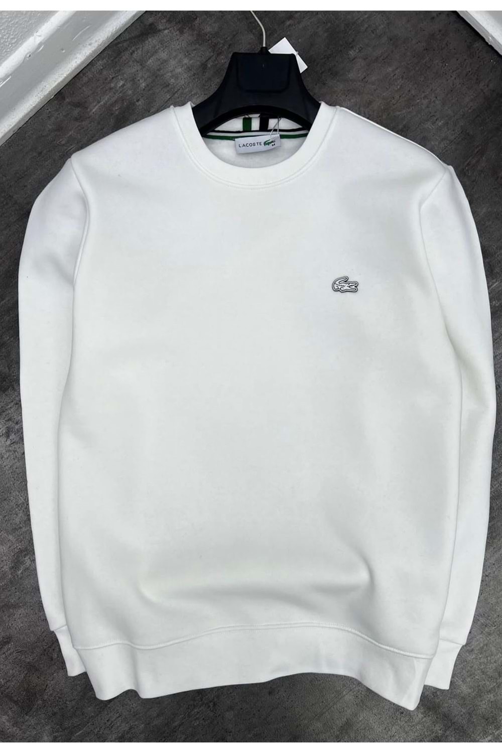 1006 LACOSTE BISIKLET YAKA SWEAT - BEYAZ - S