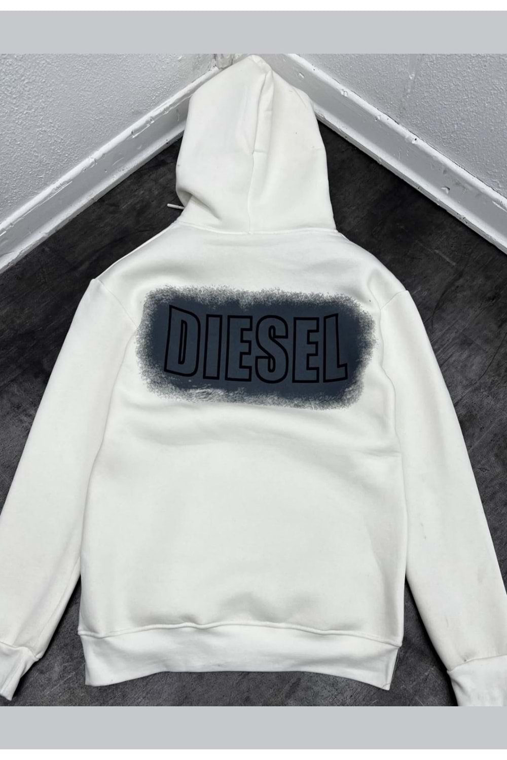 1001 DIESEL KAPÜŞONLU SWEAT - BEYAZ