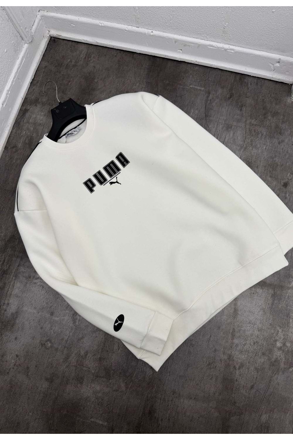 1002 PUMA BISIKLET YAKA SWEAT - BEYAZ - L
