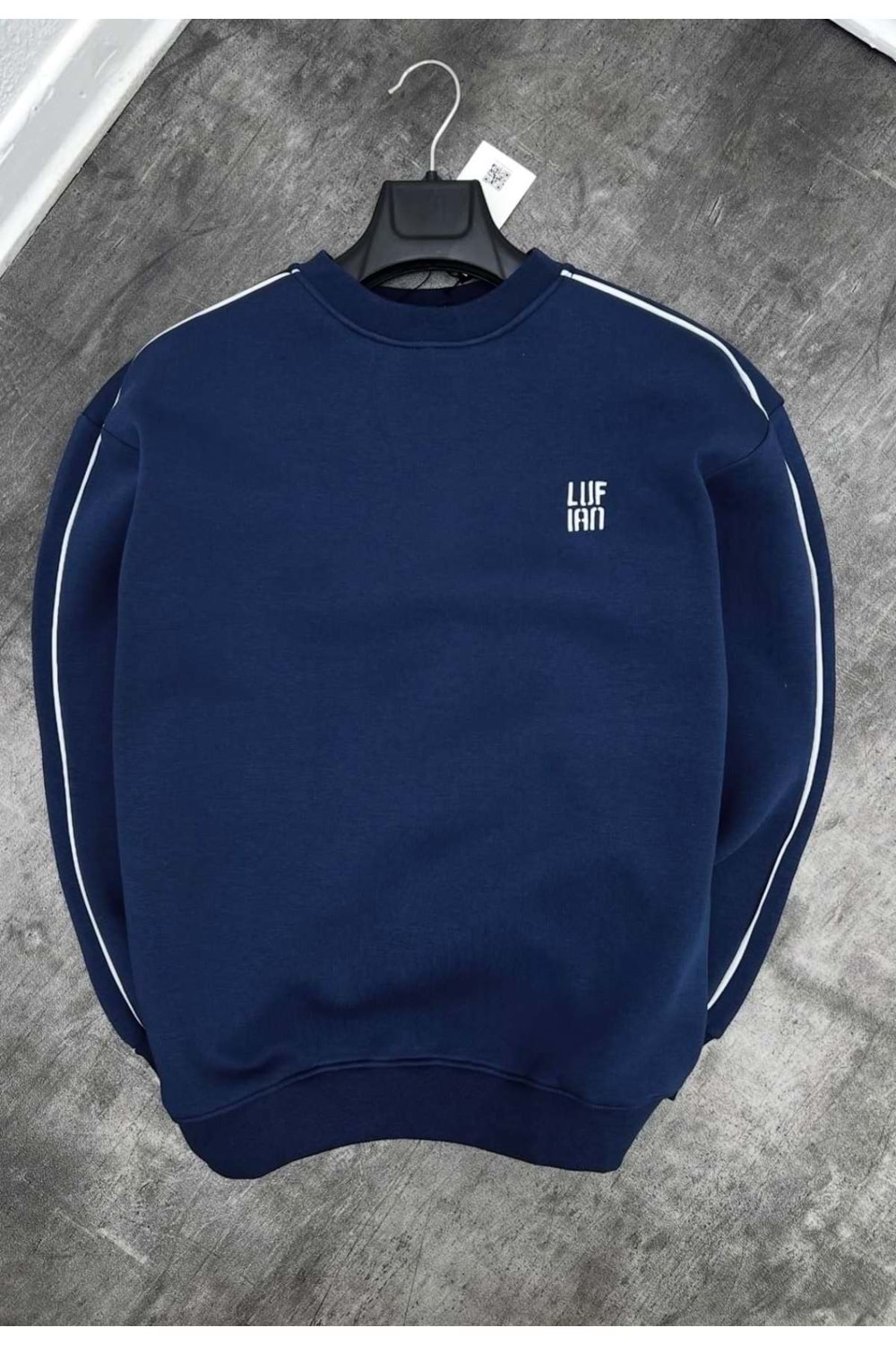 1004 LUFIAN ŞERIT DETAY BISIKLET YAKA SWEAT - LACİVERT