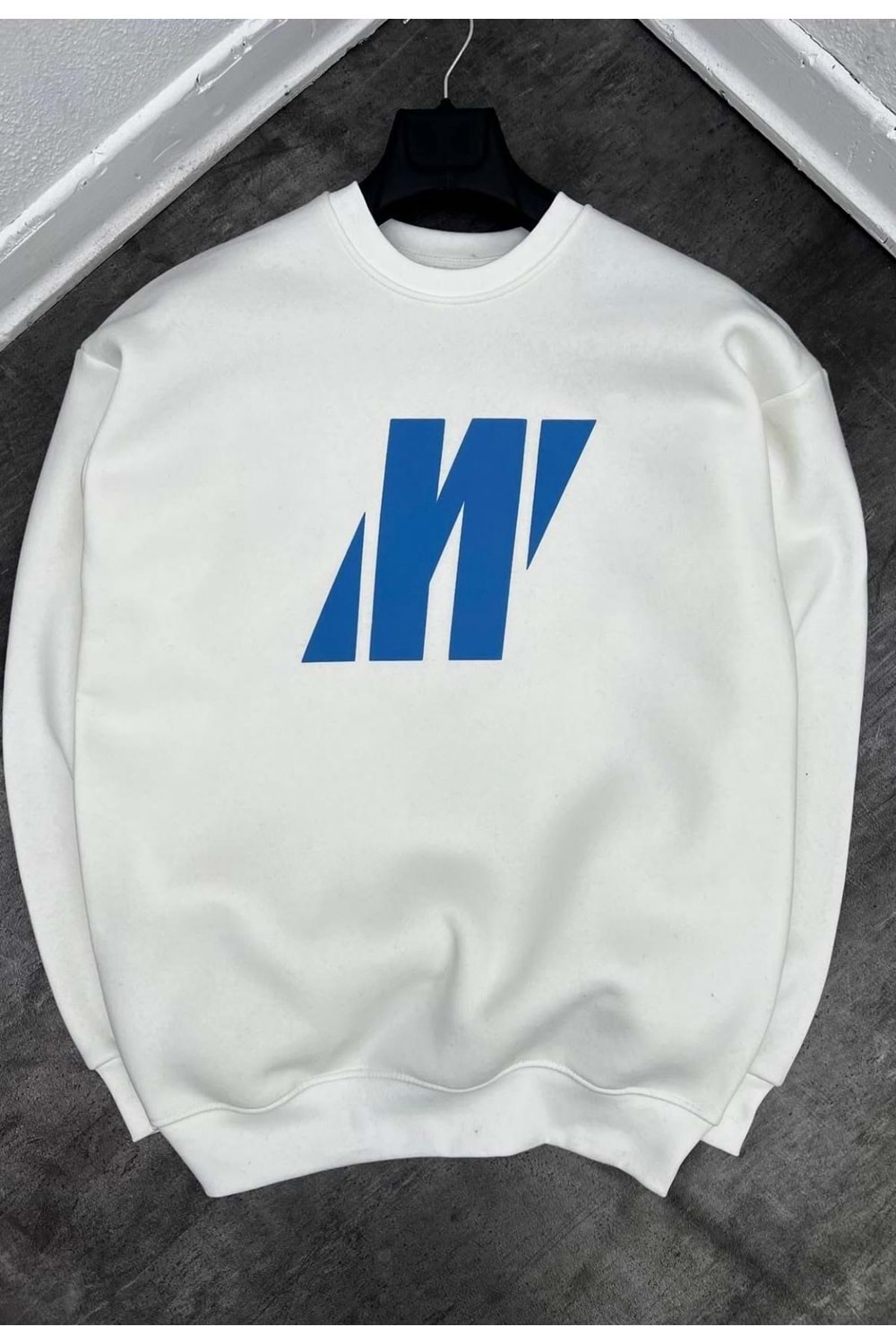 1004 MAVI BUYUK LOGO BISIKLET YAKA SWEAT - BEYAZ - XL