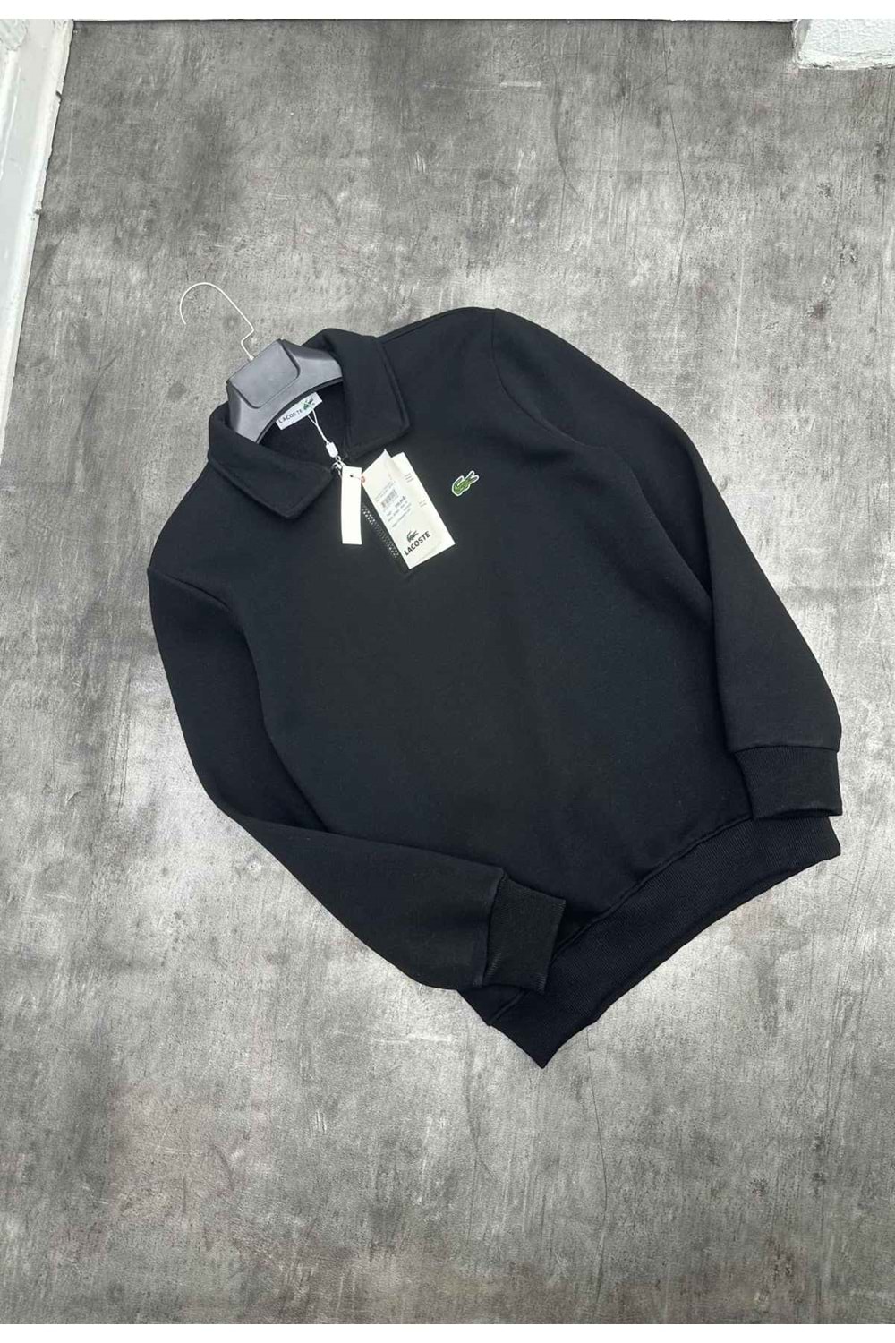 1008 LACOSTE FERMUARLI POLO YAKA SWEAT - SİYAH