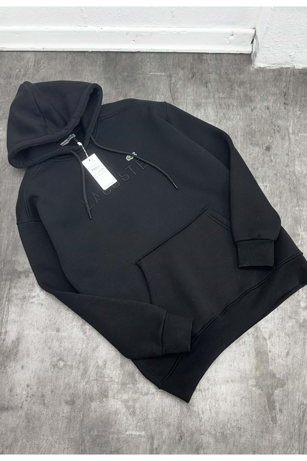 1010 LACOSTE KAPÜŞONLU SWEAT - SİYAH