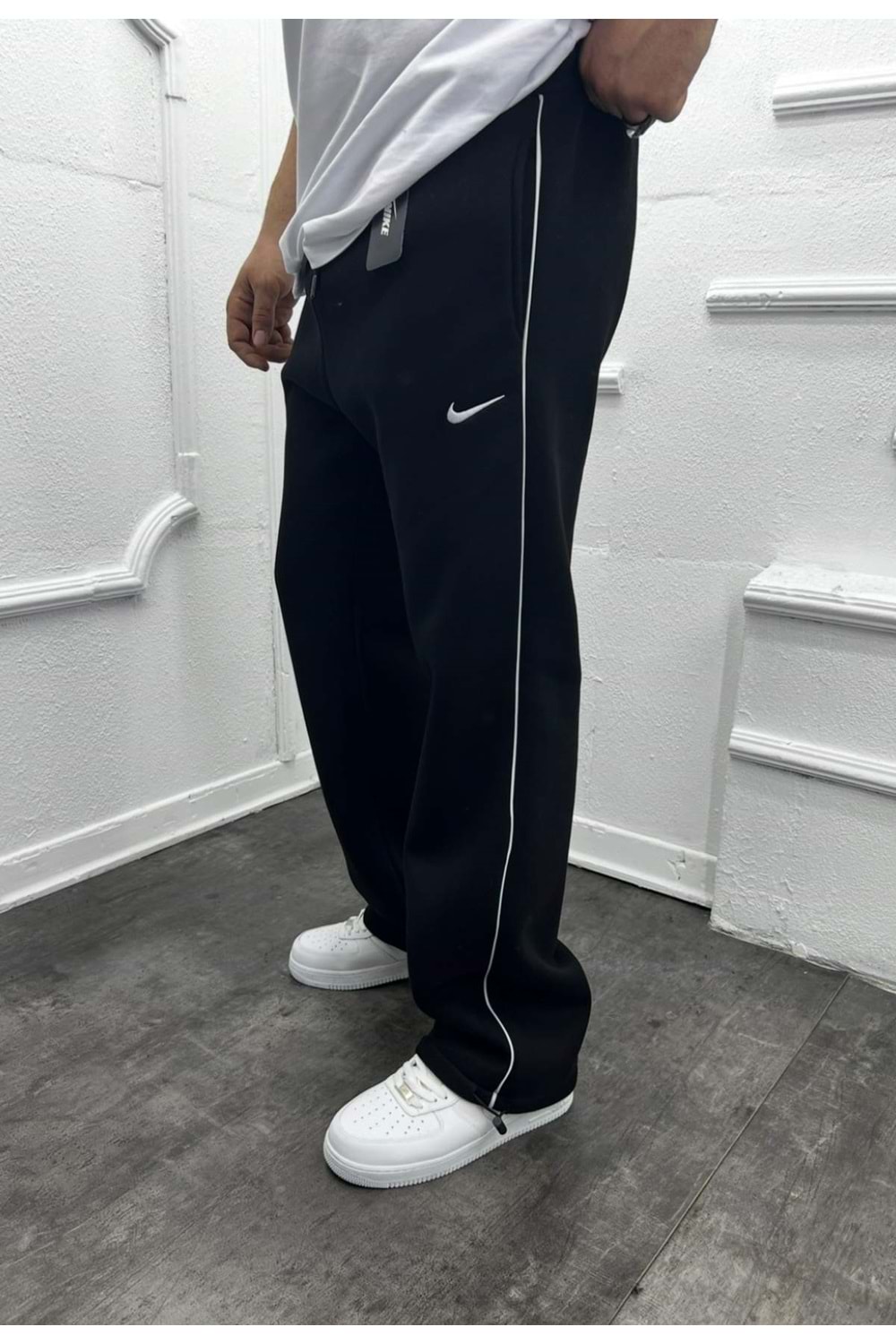 1018 NIKE ŞERIT DETAY BAGGY EŞOFMAN - SİYAH