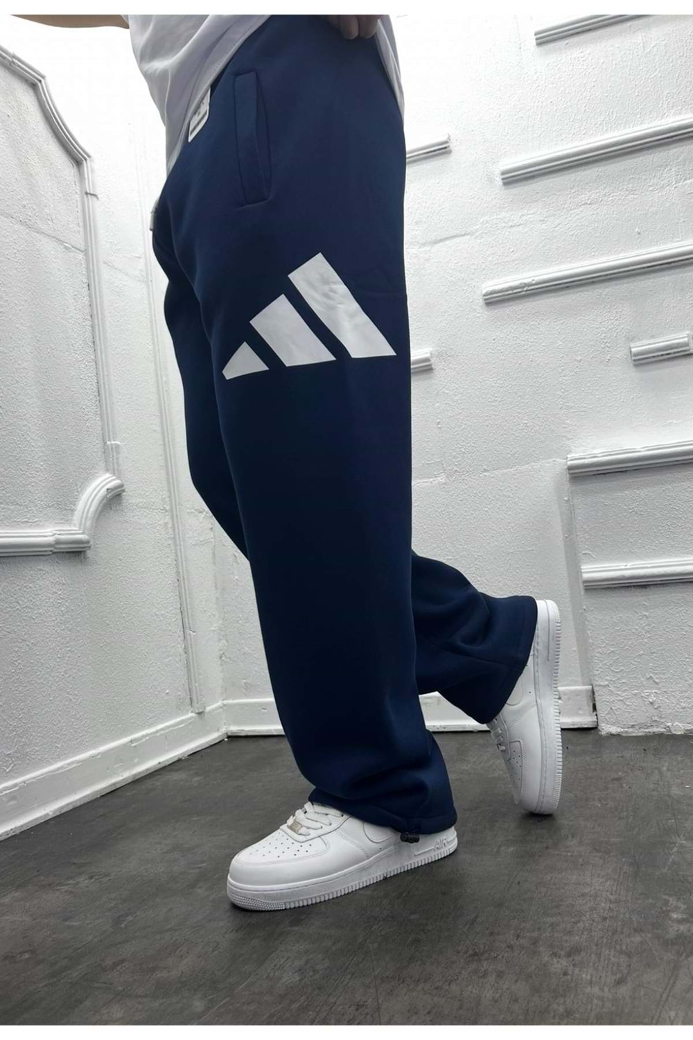 1008 ADIDAS TRANSFER BASKI BAGGY EŞOFMAN - LACİVERT - L