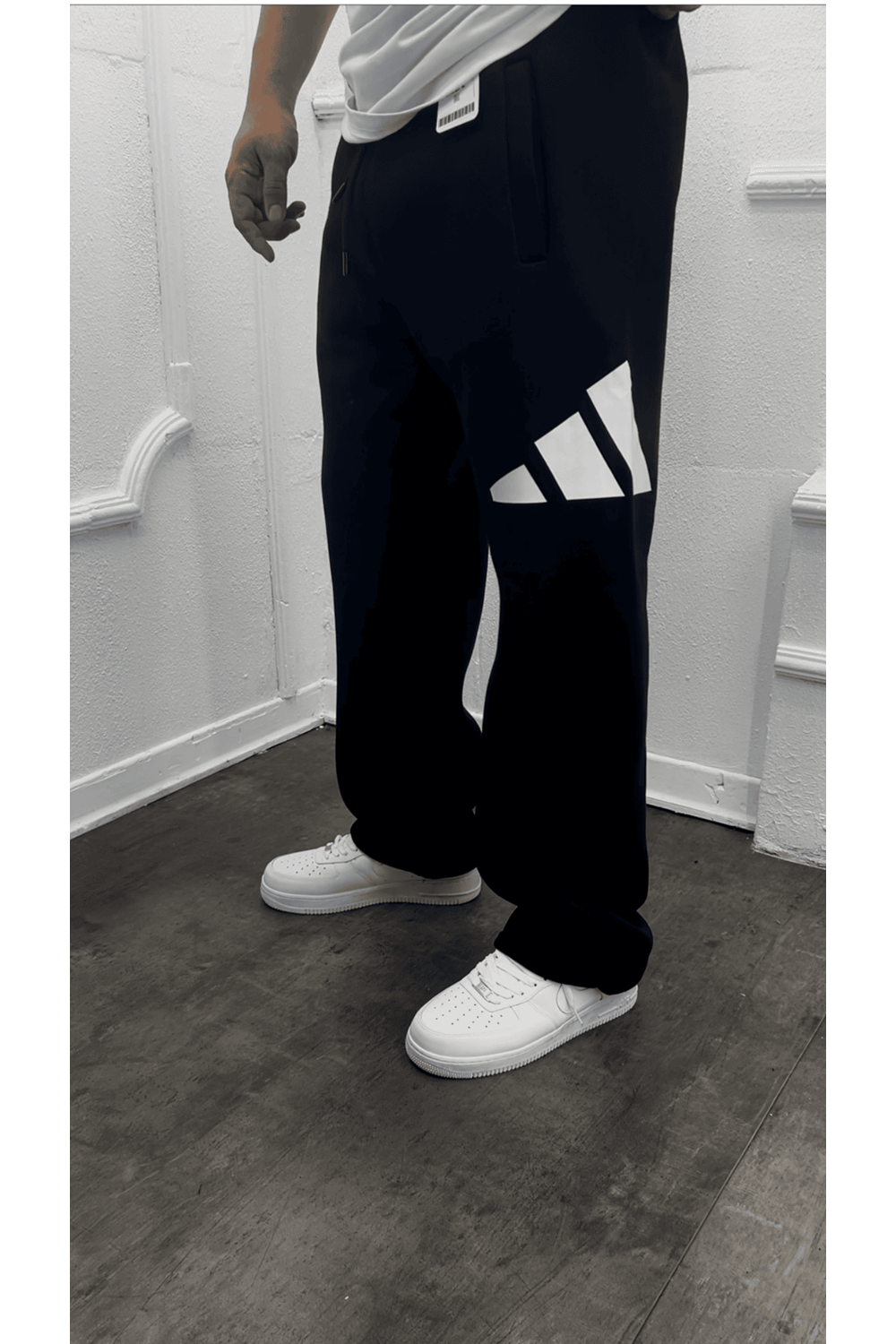 1008 ADIDAS TRANSFER BASKI BAGGY EŞOFMAN - SİYAH