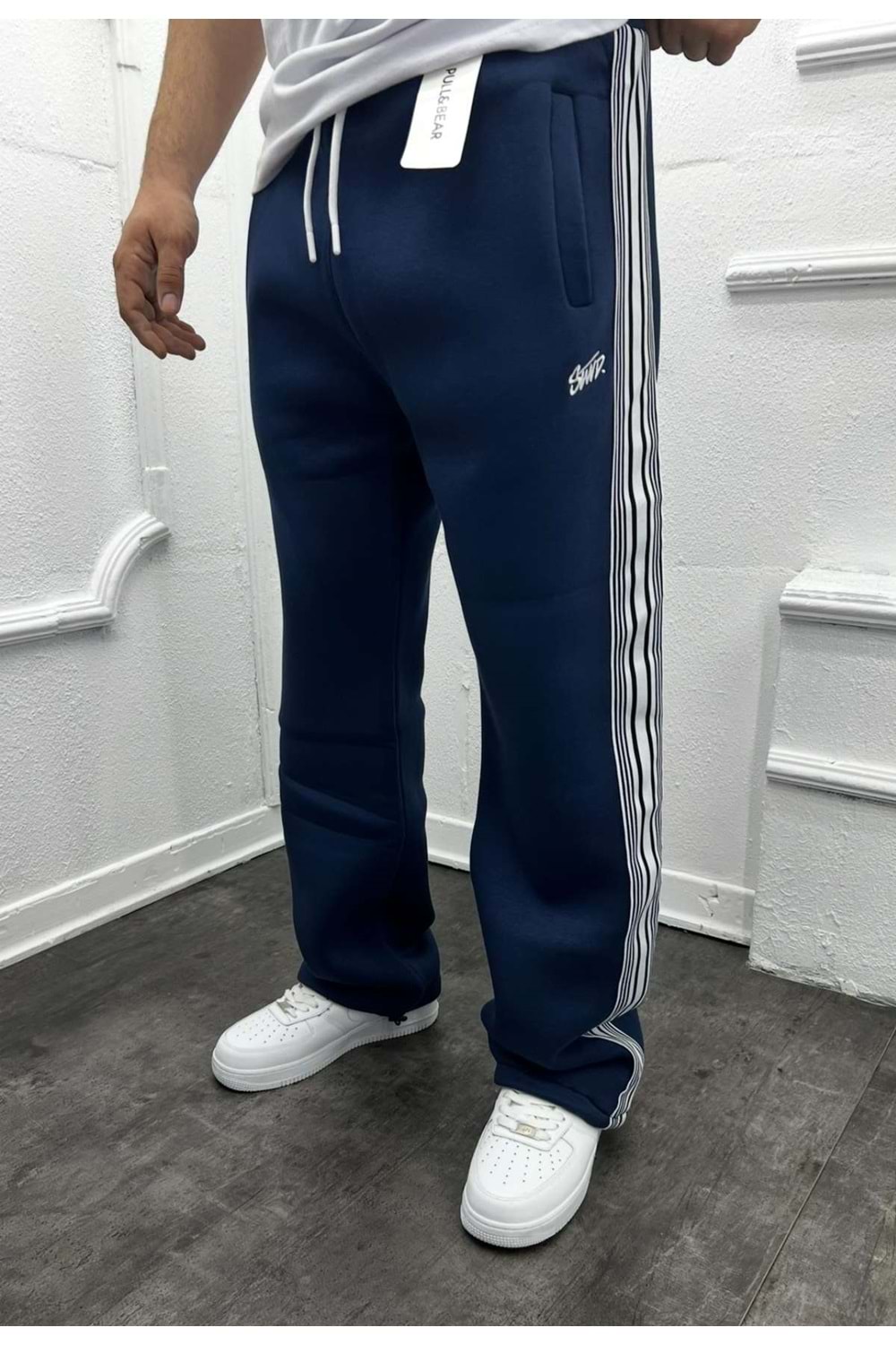 1020 STWD KALIN ŞERIT LOGO BAGGY EŞOFMAN - LACİVERT - S