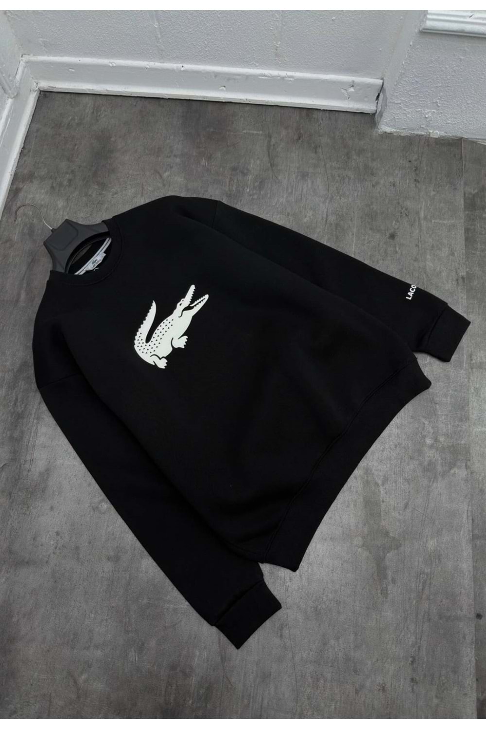 1018 LACOSTE SWEAT - SİYAH-BEYAZ - L