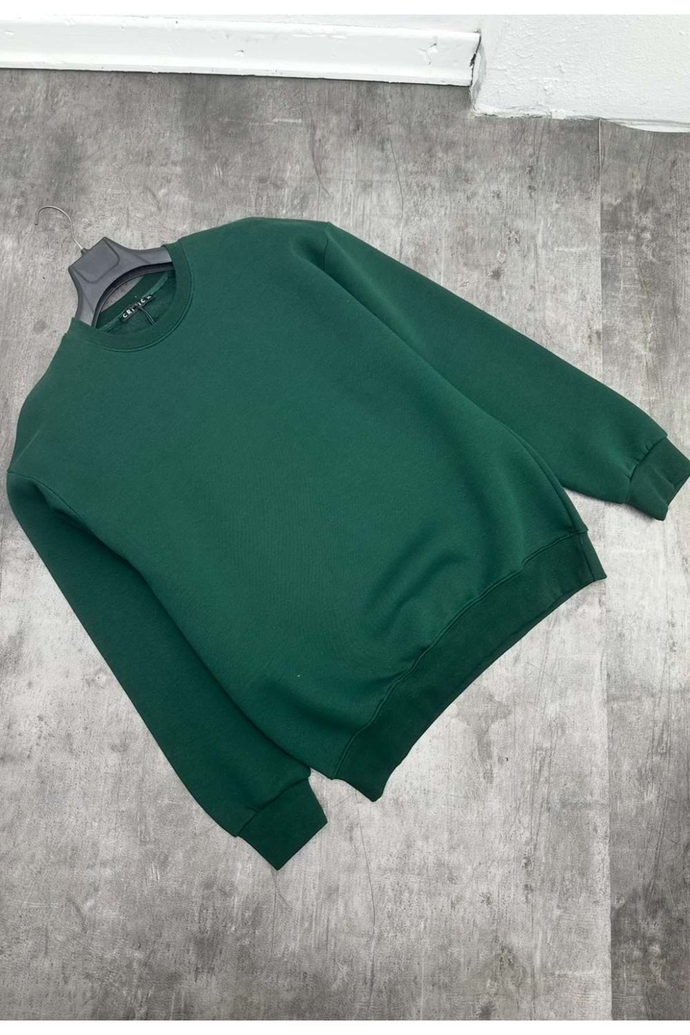 1006 BASIC BISIKLET YAKA SWEAT - KOYU YEŞİL - XL