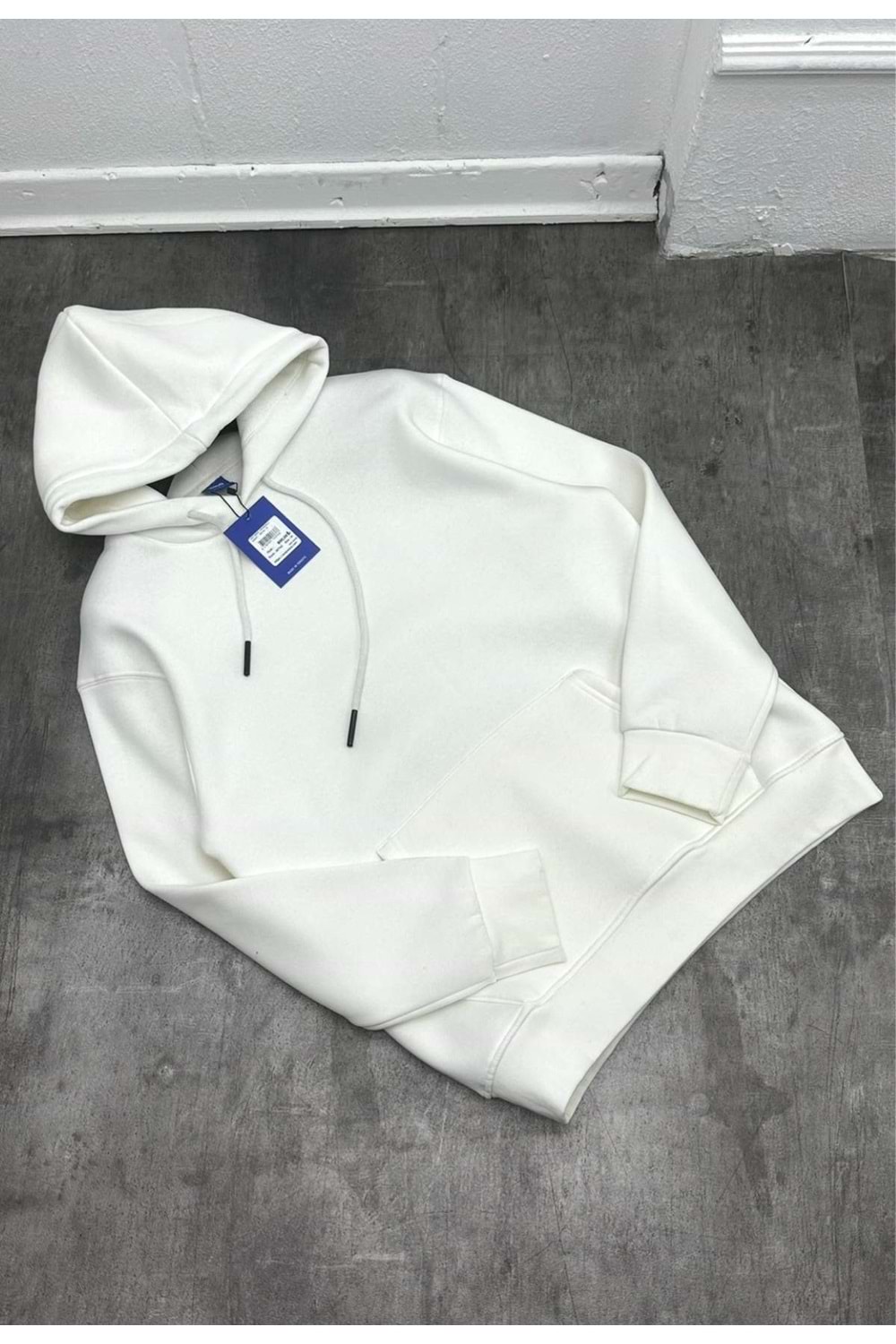 1007 BASIC KAPÜŞONLU SWEAT - BEYAZ