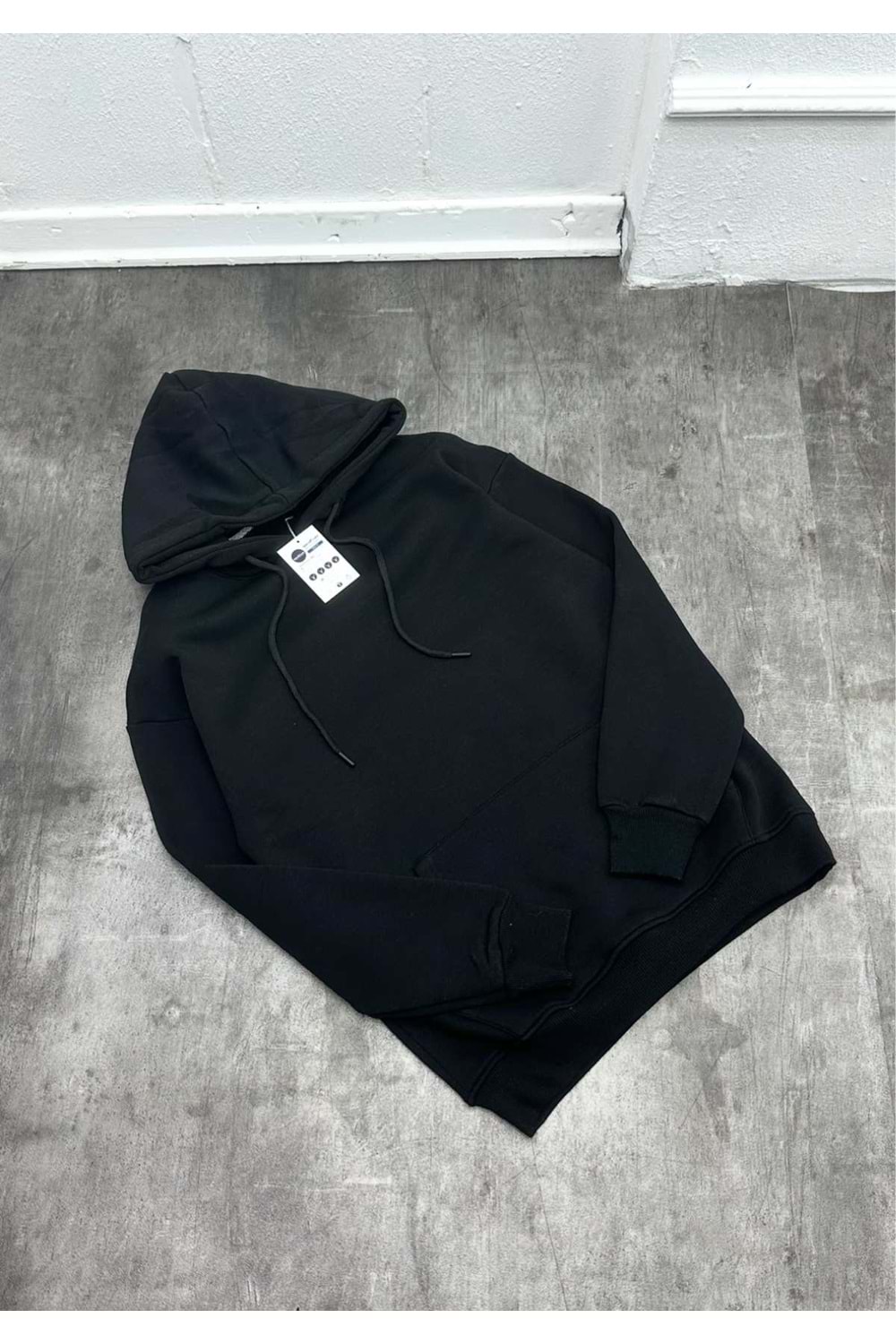 1007 BASIC KAPÜŞONLU SWEAT - SİYAH