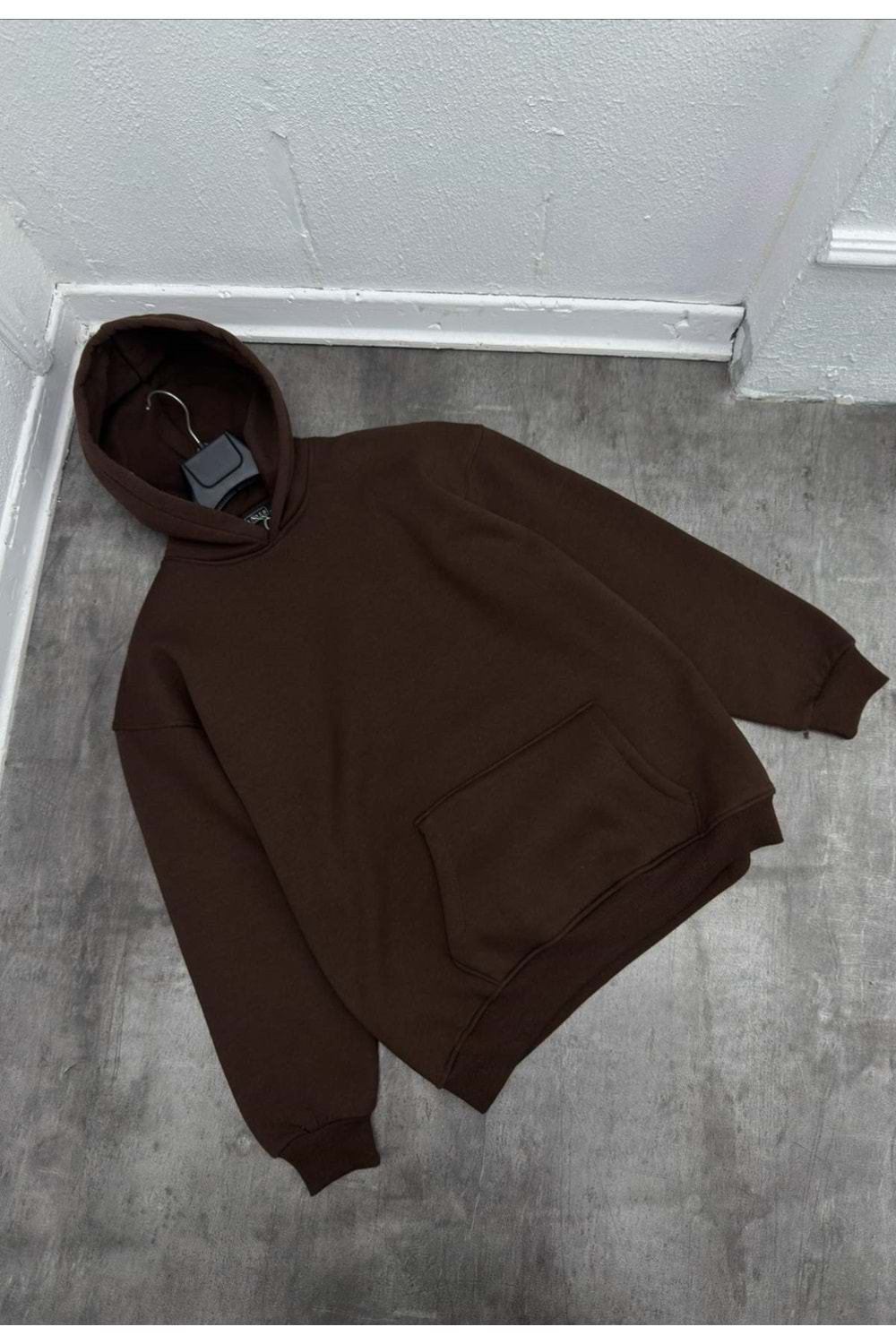 1007 BASIC KAPÜŞONLU SWEAT - KAHVERENGİ