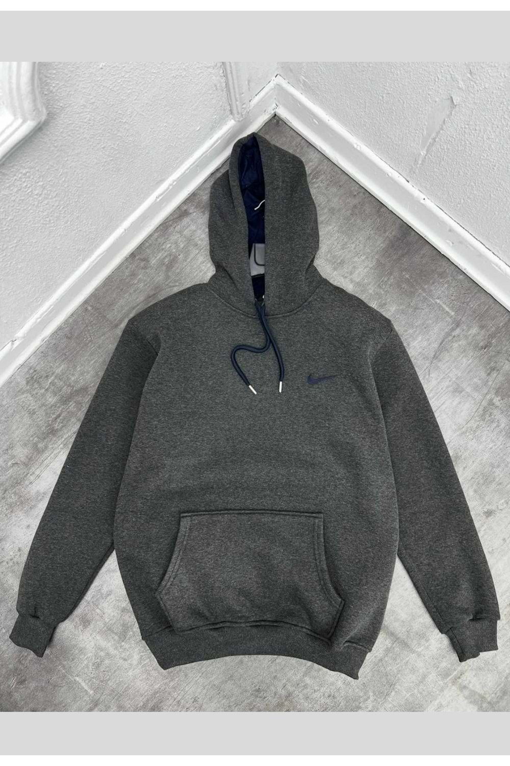 1038 NIKE KAPŞONLU SWEAT - KIRÇILLI ANTRASIT