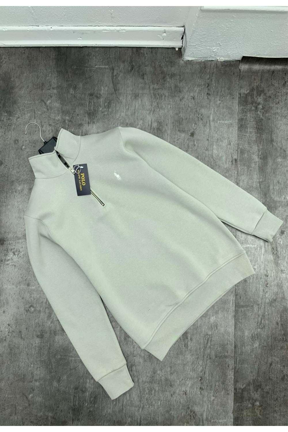 1016 POLO FERMUAR YAKA NORMAL KALIP SWEAT - TAŞ