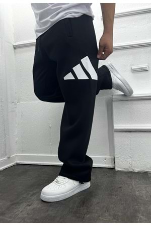 1008 ADIDAS TRANSFER BASKI BAGGY EŞOFMAN - SİYAH - M