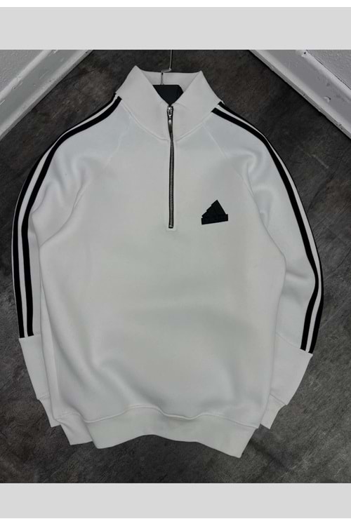 1003 ADIDAS FERMUAR YAKA SWEAT - BEYAZ - S