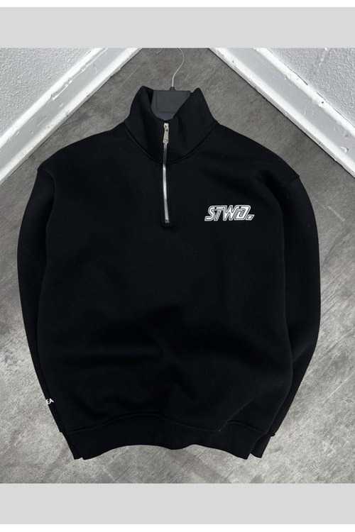 1004 STWD FERMUAR YAKA SWEAT - SİYAH - S