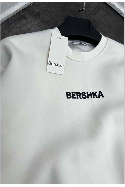 1001 BERSHKA BİSİKLET YAKA SWEAT - BEYAZ - M