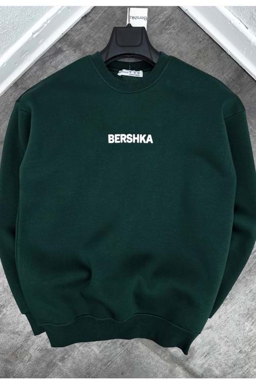 1001 BERSHKA BİSİKLET YAKA SWEAT - YEŞİL