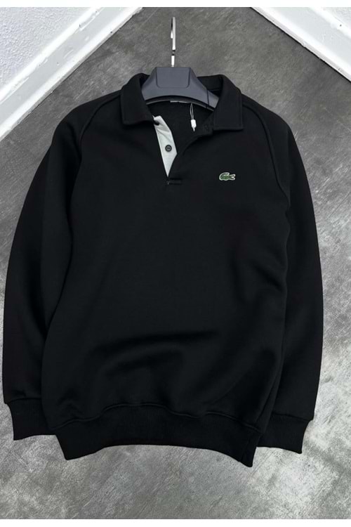 1004 LACOSTE POLO YAKA SWEAT - SİYAH - S