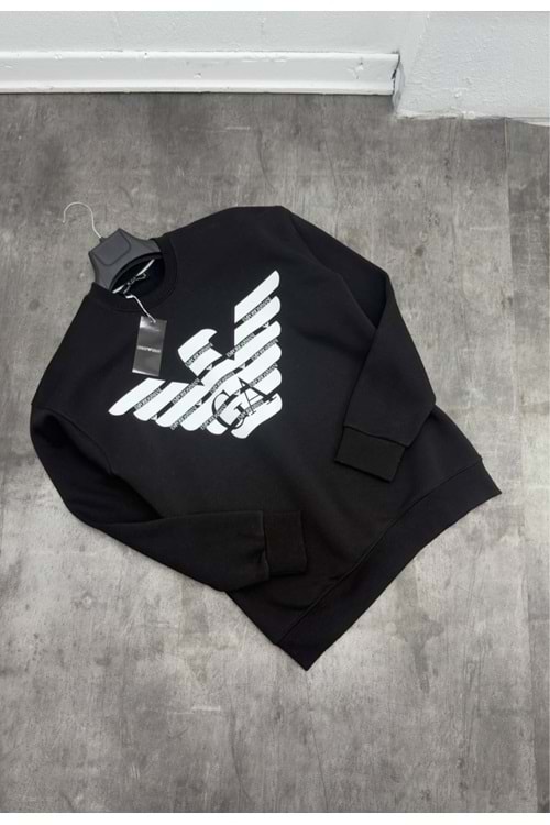 1002 ARMANI BİSİKLET YAKA SWEAT - SİYAH