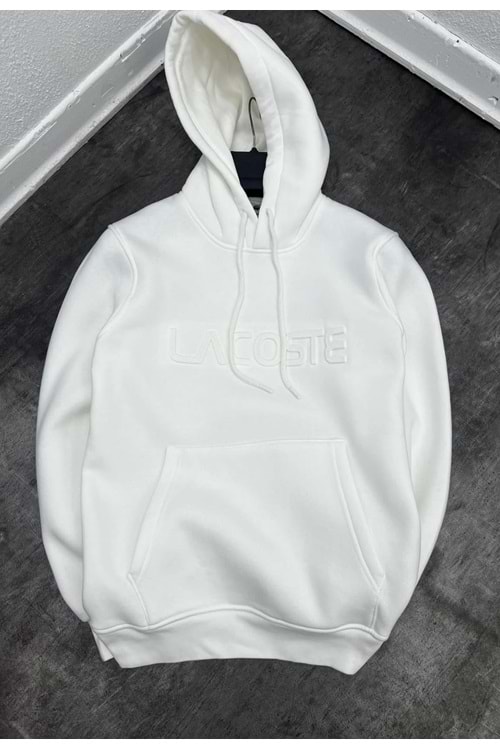 1005 LACOSTE KAPÜŞONLU SWEAT - BEYAZ - S