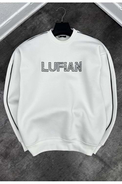 1002 LUFIAN BİSİKLET YAKA SWEAT - BEYAZ