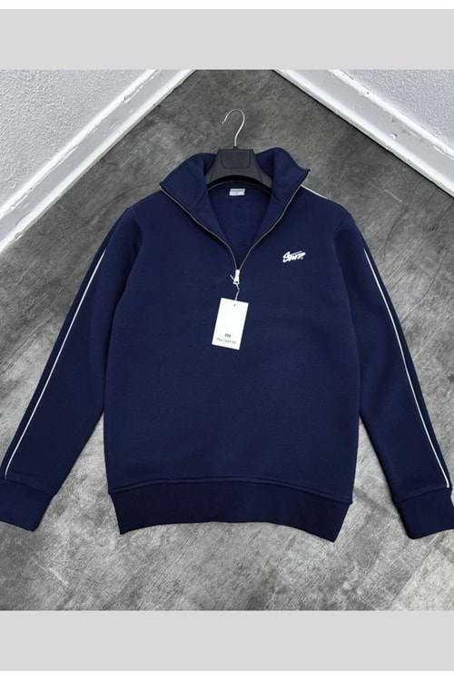 1011 STWD YAKA FERMUAR SWEAT - LACİVERT - S