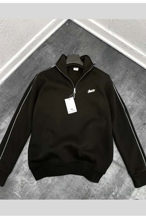 1011 STWD YAKA FERMUAR SWEAT - SİYAH