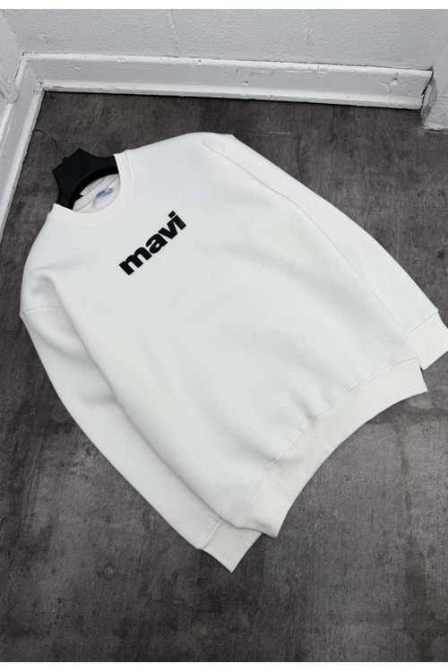 1002 MAVI BISIKLET YAKA SWEAT - BEYAZ - XL