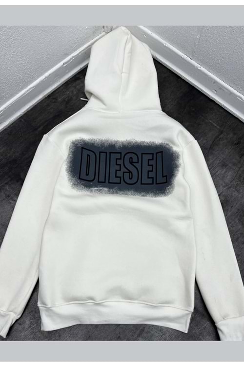 1001 DIESEL KAPÜŞONLU SWEAT - BEYAZ