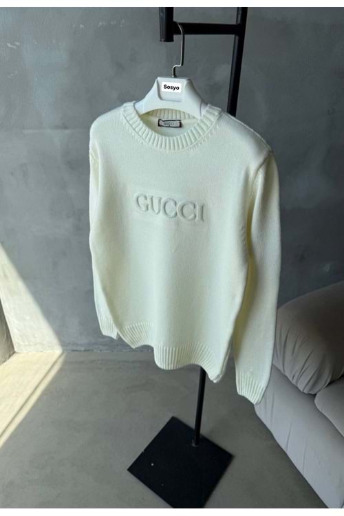 1001 GUCCI TRIKO ÖRME KAZAK - BEYAZ - XL
