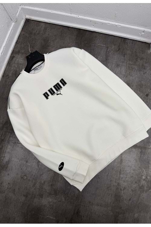 1002 PUMA BISIKLET YAKA SWEAT - BEYAZ - L