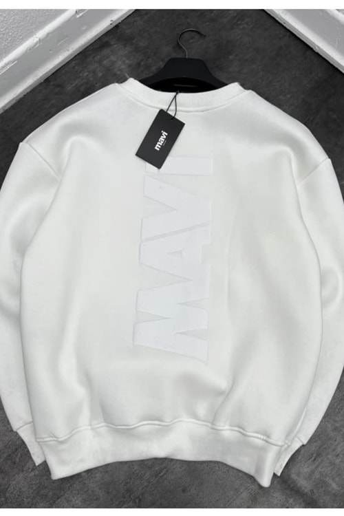 1003 MAVI BISIKLET YAKA SWEAT - BEYAZ