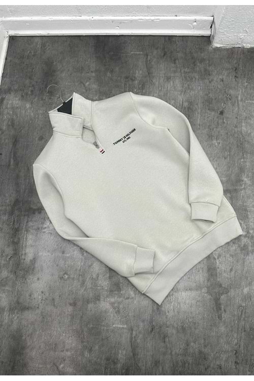 1001 TOMMY FERMUAR YAKA SWEAT - TAŞ - S