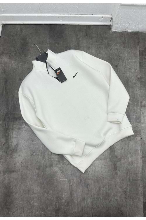 1013 NIKE FERMUAR YAKA SWEAT - BEYAZ - XXL