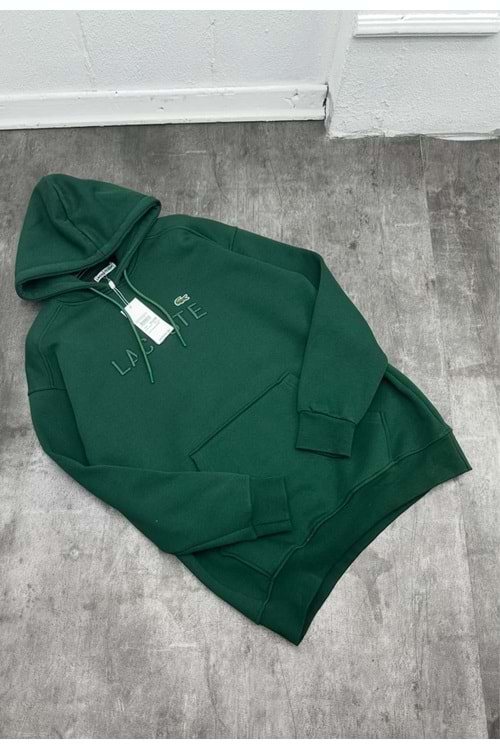 1010 LACOSTE KAPÜŞONLU SWEAT - KOYU YEŞİL - L