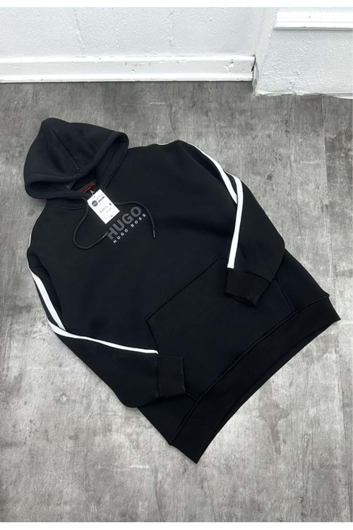 1001 HUGO KAPÜŞONLU SWEAT - SİYAH - M