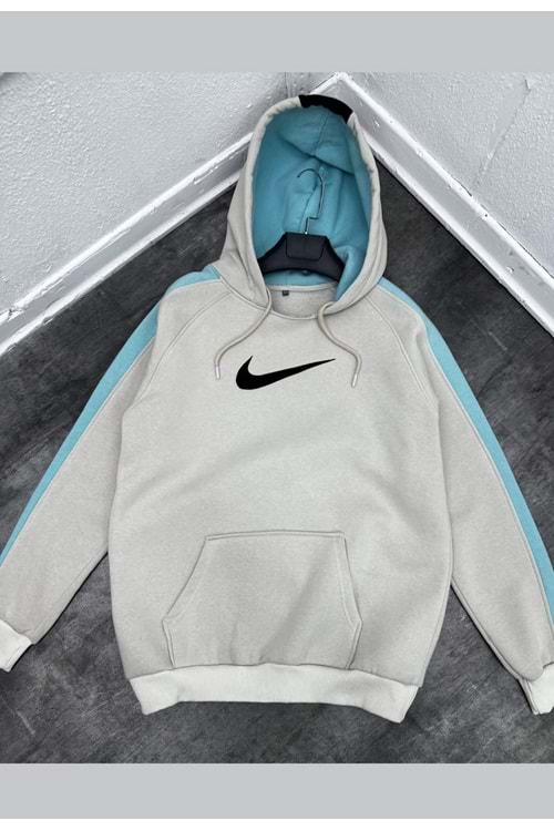 1017 NIKE KAPÜŞONLU KOL DETAY SWEAT - TAŞ - S