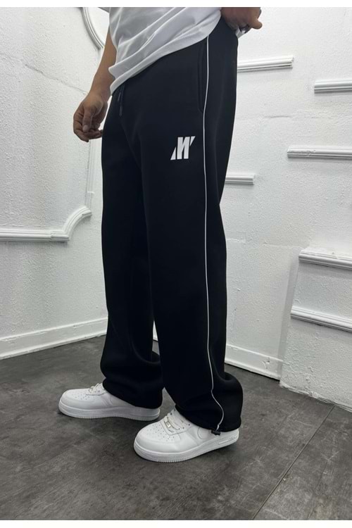 1006 MAVI ŞERIT DETAY BAGGY EŞOFMAN - SİYAH - M