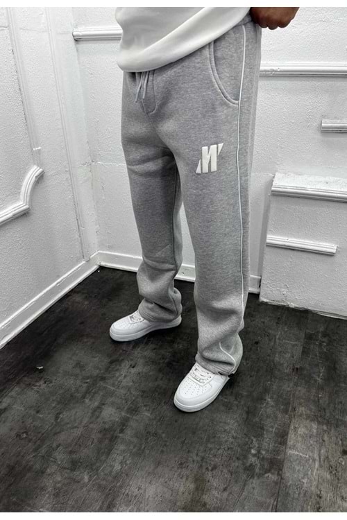 1006 MAVI ŞERIT DETAY BAGGY EŞOFMAN - GRİ - XL