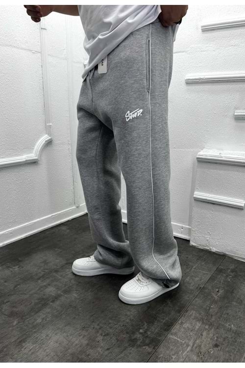 1016 STWD ŞERIT DETAY BAGGY ESOFMAN - GRİ - S